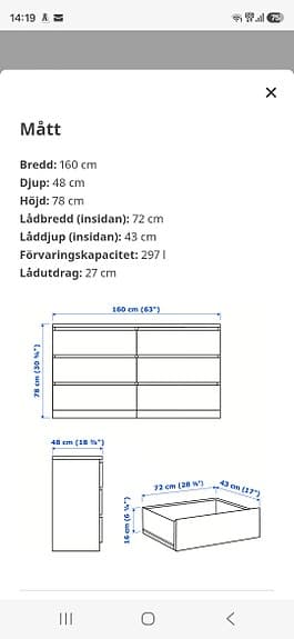 Malmbyrå 6 lådor - vit