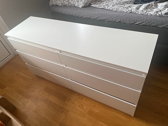 IKEA ~ BYRÅ ~ KULLEN ~VIT ~ 6 LÅDOR