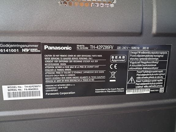 Panasonic TH-42PZ86FV plasma-TV 42 tum