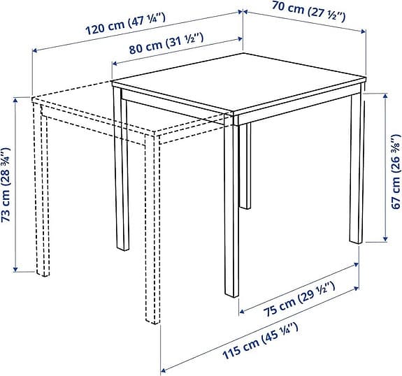 Vangsta utdragbart matbord 120 cm
