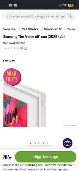Samsung The Frame Pro TV 65 tum (1 månad NY)