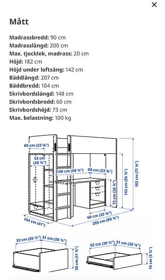 Ikea småstad loftsäng