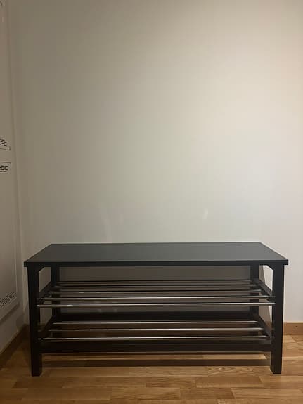 Bänk med skoförvaring, svart, 108x34x50 cm