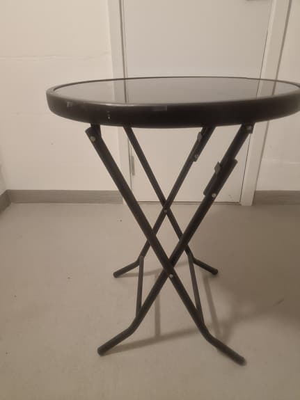 Trädgårdsbord med Svart glasskiva, Hopfällbart