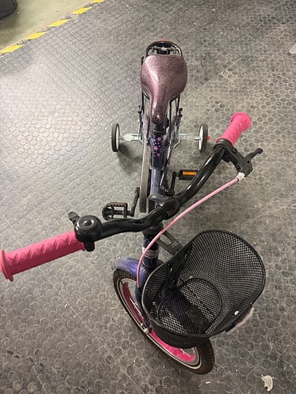 Crescent barncykel 16" med stödhjul lila/rosa