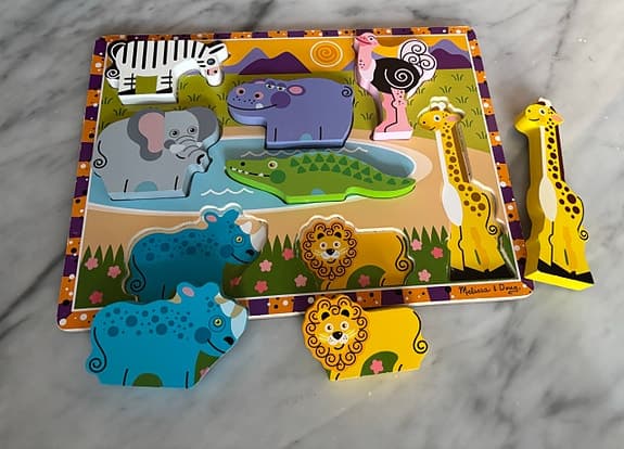Melissa & Doug träpussel – Safari djur (8 bitar)