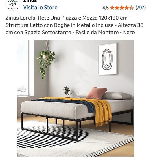 Metal bed frame 120x190