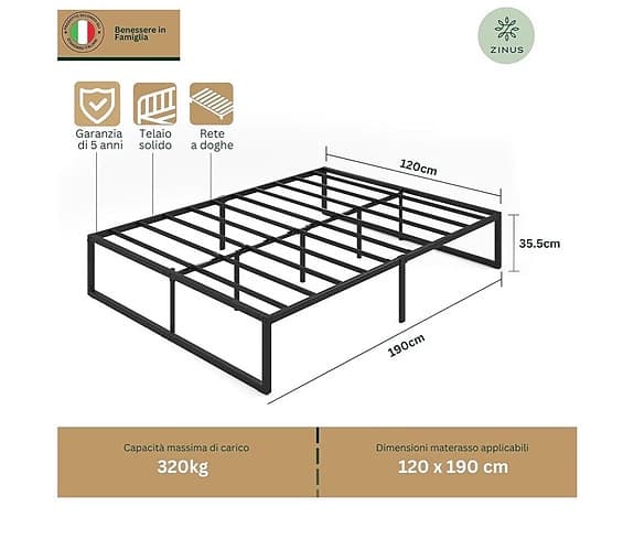 Metal bed frame 120x190