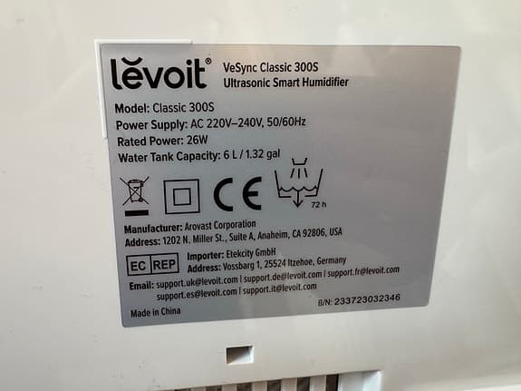 Levoit Classic 300S luftfuktare 6L + filter