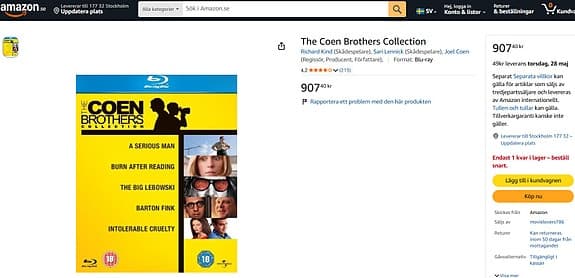 Coen Brothers collection blu-ray filmer samling