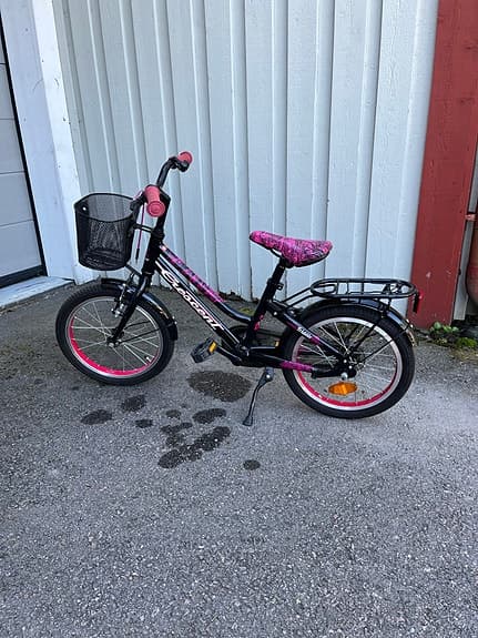 Crescent barncykel 16" svart/rosa