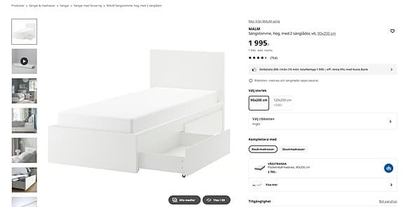 2 Sängar 90x200, Ikea