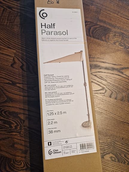 Halvt parasoll 1,25 x 2,5 m beige