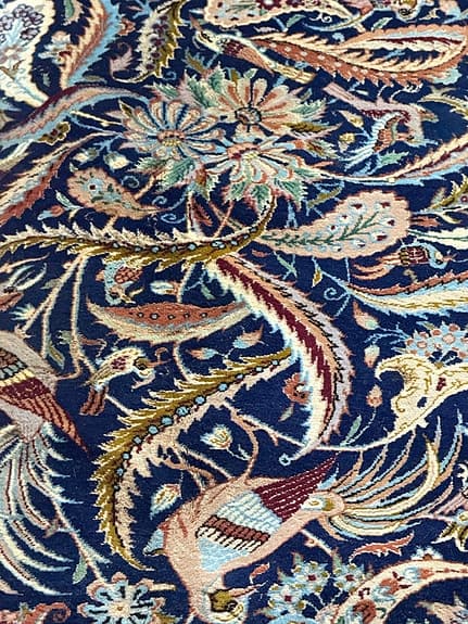 Äkta handknuten persisk Ghom matta 190×115 cm – silkesinslag, ca 35 år