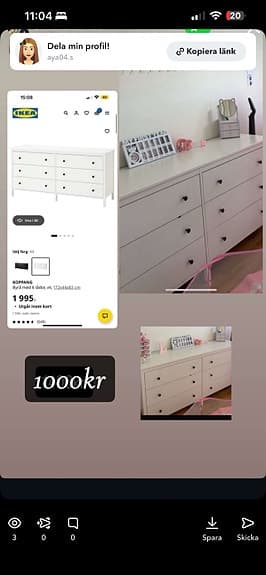 IKEA Aage Petersen byrå vit med flera lådor