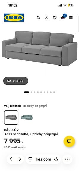 BÄDDSOFFA BÅRSLÖV - NYSKICK