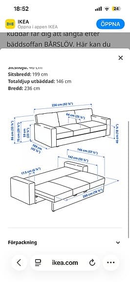 BÄDDSOFFA BÅRSLÖV - NYSKICK