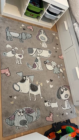 barnmatta med hundmotiv 120x170