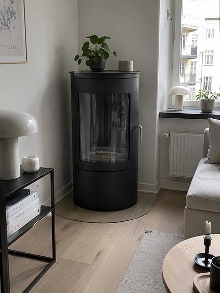 Svart fristående kamin / etanolkamin