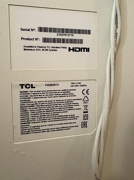 TCL 40" LED TV F40B3803 (vit)