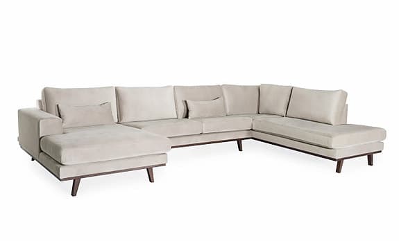Mio Aage Petersen hörnsoffa i tyg, grå/beige