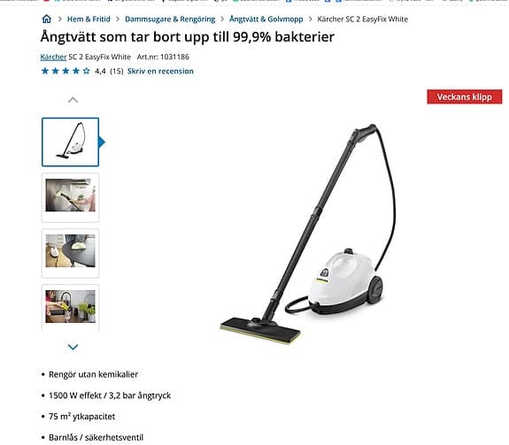 Kärcher Steamer SC 2 EasyFix White - nästan ny och knappt använd