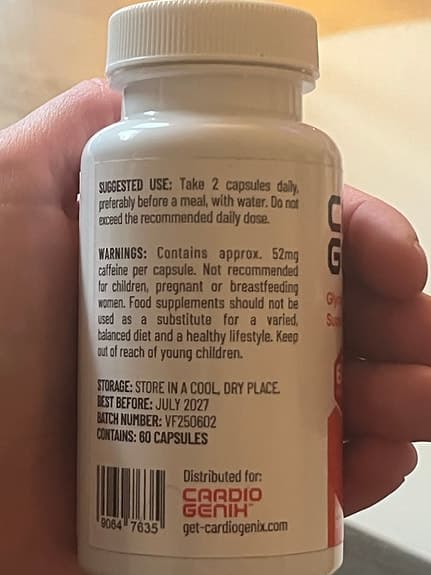 Cardio Genix Glycogen Control Support kosttillskott 60 kapslar