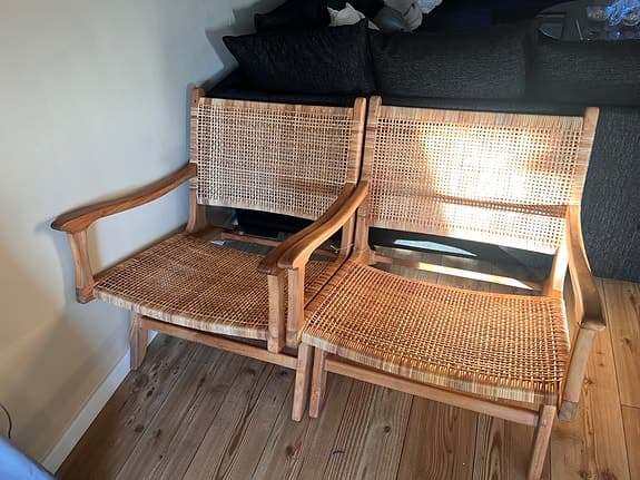 2 stycken Wikholm Form fåtöljer TEGAL i trä och rotting