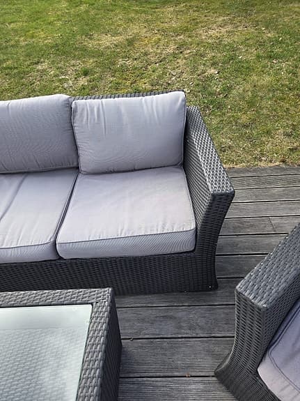 Brafab loungeset utemöbler med soffa, fåtöljer och bord grå