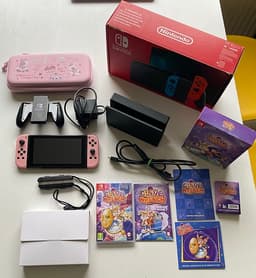 Nintendo Switch konsol med tillbehör och spel