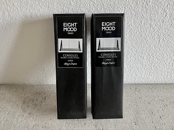 EIGHTMOOD Halle – Konsoler i svart läder/rostfritt stål (4 st)