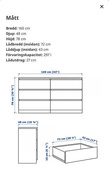 Svart malmbyrå från IKEA