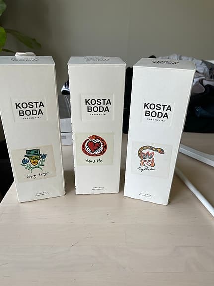 Kosta Boda ölglas med motiv, 3 st
