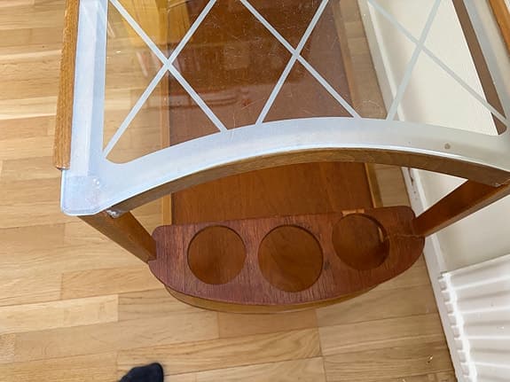 Drinkbord från 40-talet i teak och glas