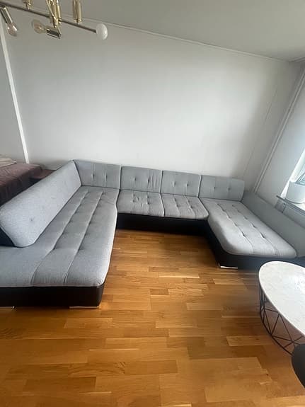 IKEA hörnsoffa grå med schäslong