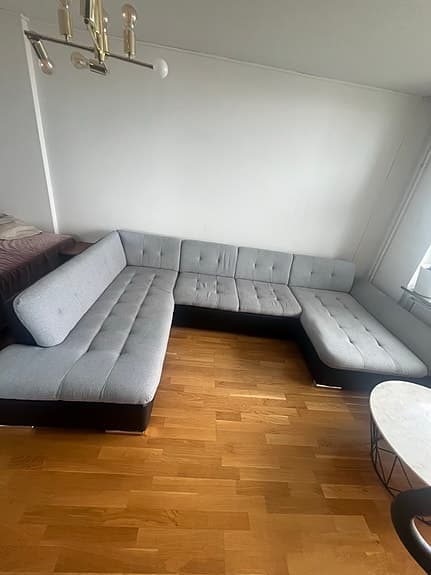 IKEA hörnsoffa grå med schäslong