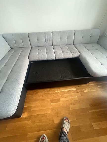IKEA hörnsoffa grå med schäslong