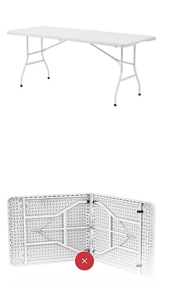 Vikbart bord och fällbara stolar i vitt