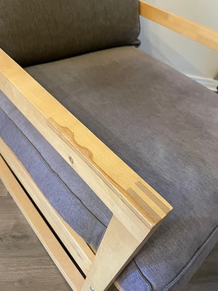 Gungstol i björk med lösa kuddar (IKEA Lillberg)