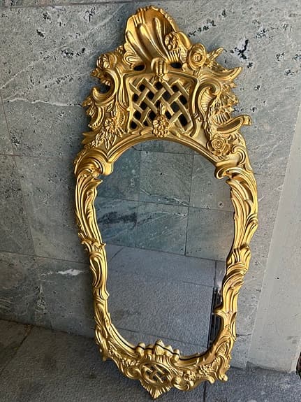 Vacker guldspegel i rokokostil (1950/60-tal) – Planiplate-glas