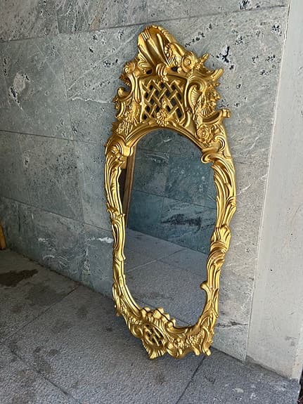 Vacker guldspegel i rokokostil (1950/60-tal) – Planiplate-glas