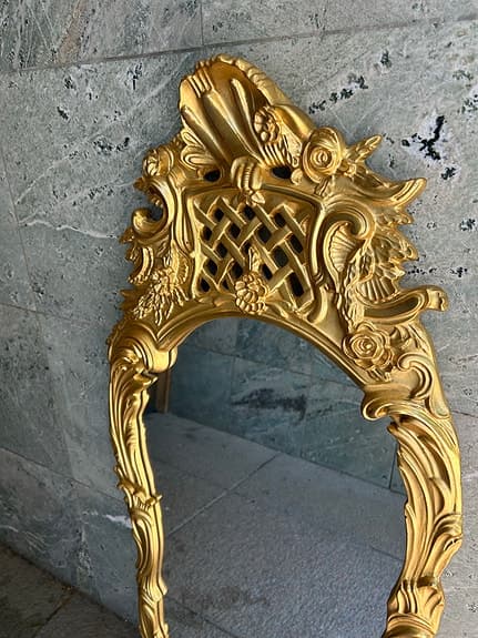Vacker guldspegel i rokokostil (1950/60-tal) – Planiplate-glas