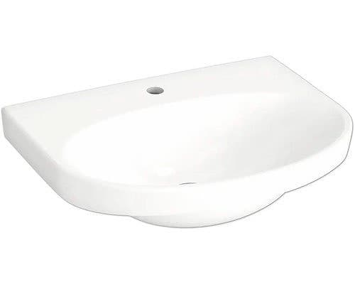 Vit handfat 60 cm med blandarhål
