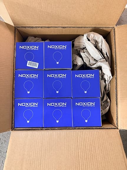 Noxion LED Globe G125 Amber – dekorativa filamentlampor (nya i kartong)