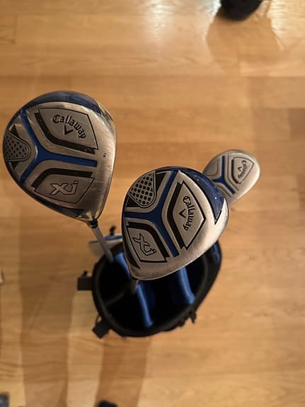 Callaway XJ 3 klubbor, Driver, FW och hybrid, med bag blå/vit
