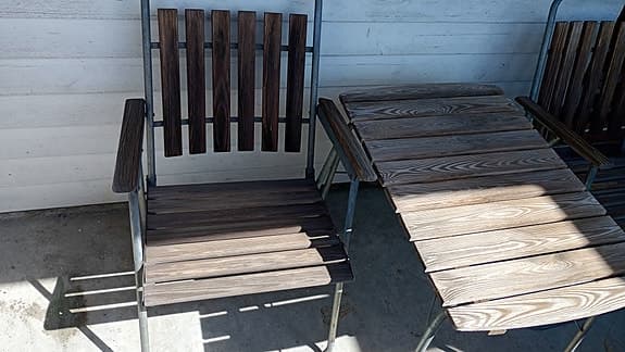 Trädgårdsbord med 2  stolar Grythyttan?  i trä och metall hopfällbara  VINTAGE