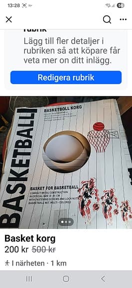 Basketkorg basketboll, metall 45 cm