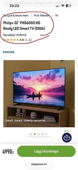Ny Philips 32” Smart TV
