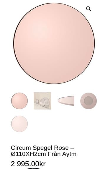 AYTM rund väggspegel rose'