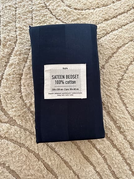 Mörkblått Satin Sängset 230x220 cm – 100% Bomull